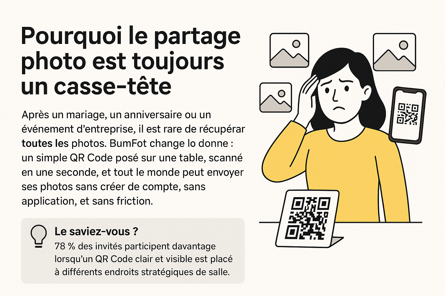 Comment BumFot simplifie le partage photo lors de vos événements — sans compte, sans friction